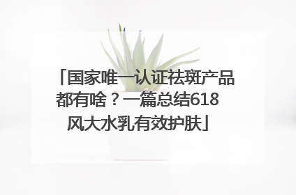 国家唯一认证祛斑产品都有啥？一篇总结618风大水乳有效护肤
